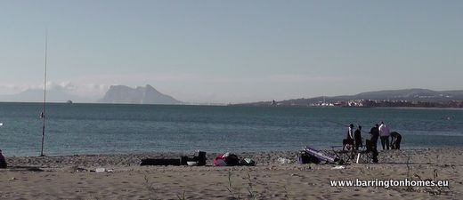 View from beach in Manilva in winter to Gibraltar
